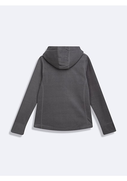 Fermuarlı Regular Kapüşonlu Polar Düz Fit Gri Sweatshırt fiyatları