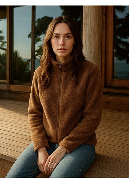 Fermuarlı Polar Camel Hırka