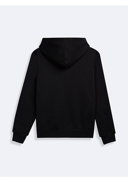 Uzun Kollu Kapüşonlu Fermuarlı Siyah Sweatshırt fiyatları