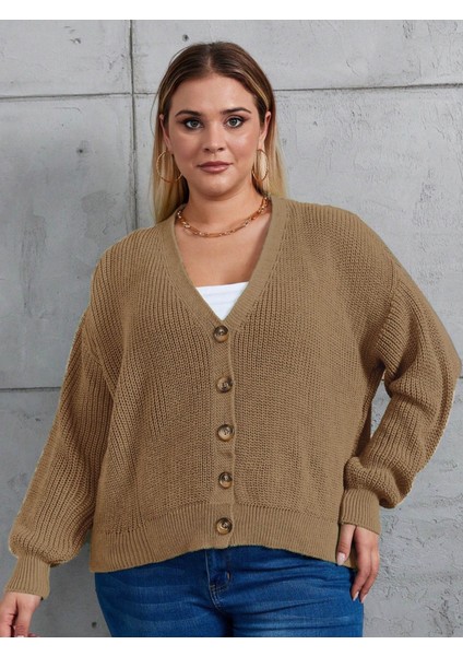 Kadın Beş Düğme Büyük Beden Triko Hırka fırsatları