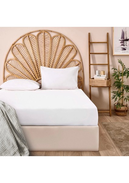 Soft Basic Çift Kişilik Lastikli Çarşaf - Beyaz - 160X200 cm
