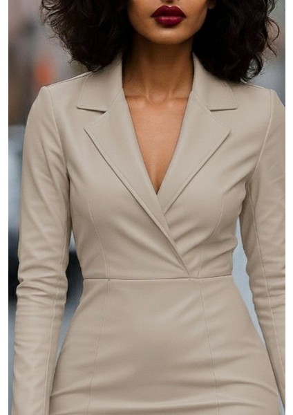 Miracotton Kadın Uzun Kollu Yakalı Mini Deri Elbise fiyatları