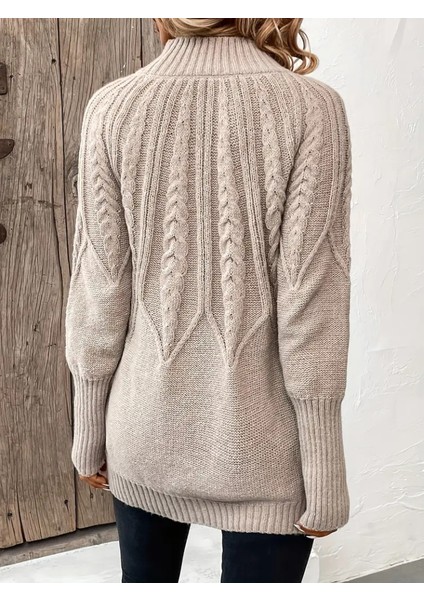 Kadın Uzun Kollu Yarı Balıkçı Yaka Triko Bluz indirimleri