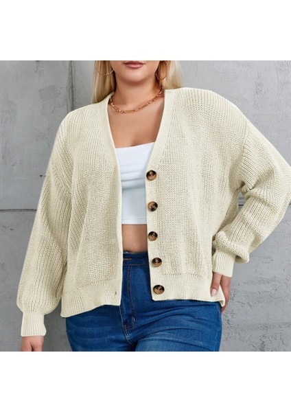 Kadın Beş Düğme Büyük Beden Triko Hırka fiyatları