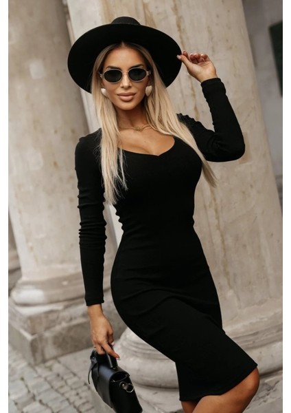 Kadın Uzun Kollu V Yakalı Kısa Kaşkorse Elbise fiyatları