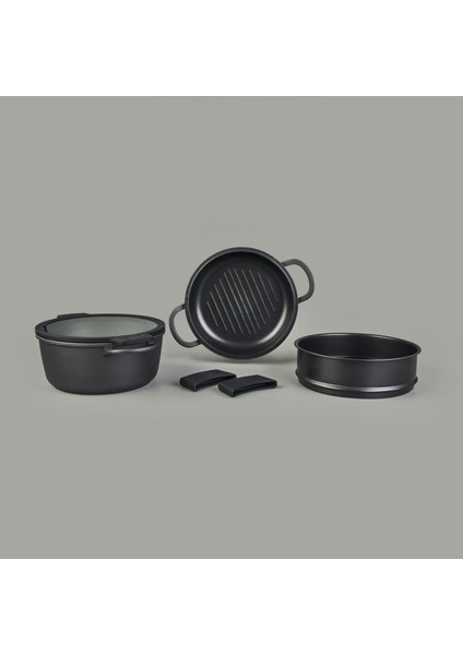 Pienza Alüminyum Tencere Seti - Antrasit / Siyah - 7 Parça