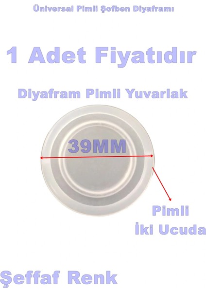Yuvarlak Slikon Şofben Diyafram Contası 39MM Pimli
