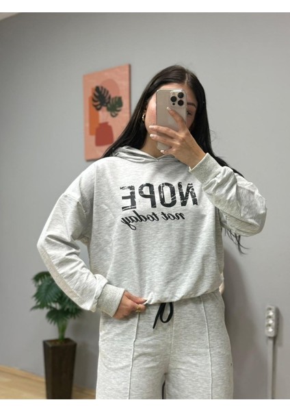 Kadın Uzun Kollu Nope Baskılı Beli Ribanalı Ikili Takım