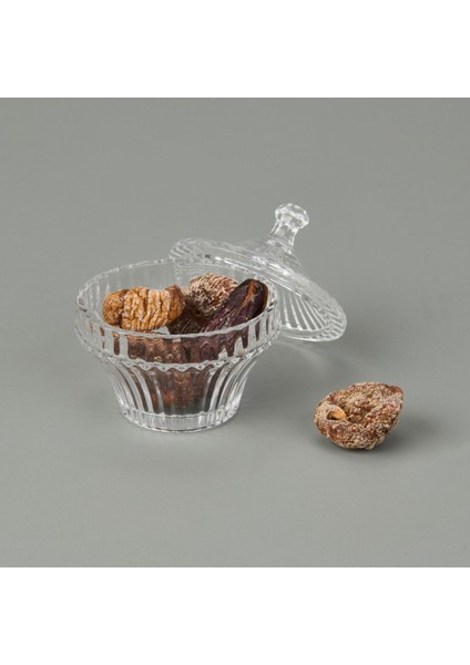 Çizgili Desen Cam Kristal Şekerlik - Şeffaf - 7 cm fiyatları