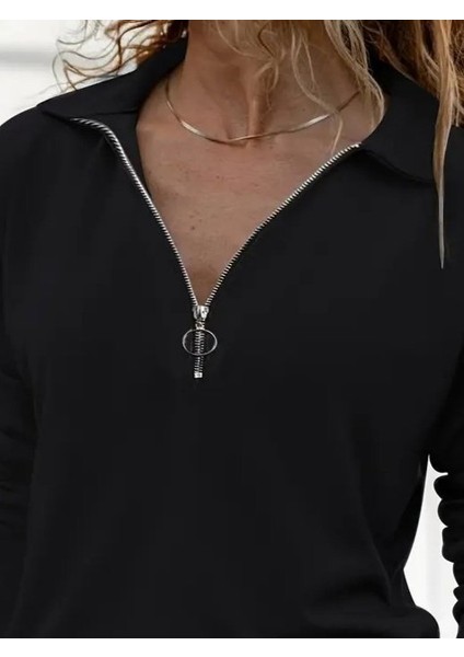 Kadın Uzun Kollu Yakalı Fermuarlı Iki Iplik Bluz fiyatları