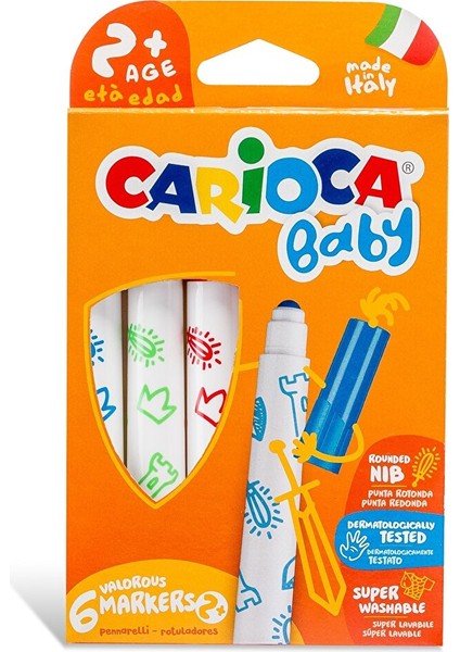 Jumbo Bebek Süper Yıkanabilir Keçeli Boya Kalemi 6lı + 2 Yaş 1 Adet