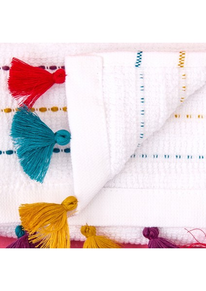 Soft Püsküllü Yüz Havlusu - Beyaz / Renkli - 50X90 cm modelleri