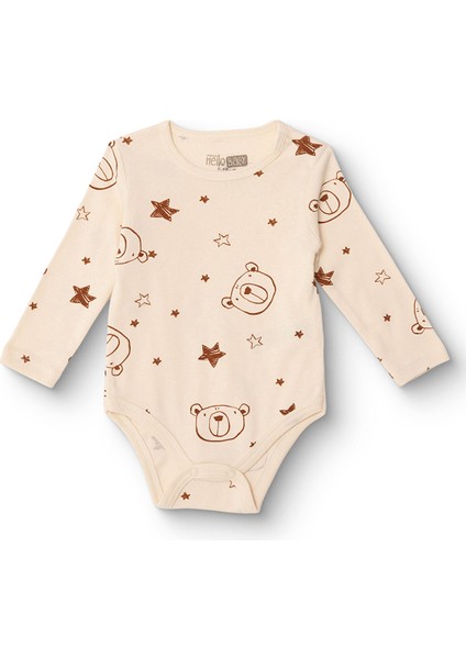 Erkek Bebek Uzun Kol Body Ribana Çıtçıtlı Yaka