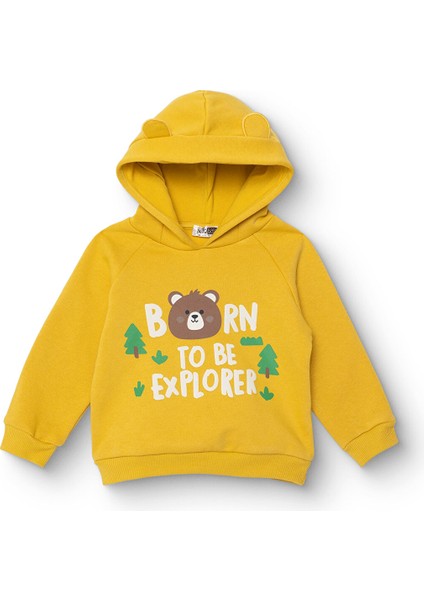 Erkek Bebek Woodland 2 Kapüşonlu Sweatshirt Üç Iplik Kapüşonlu Yaka Uzun Kol