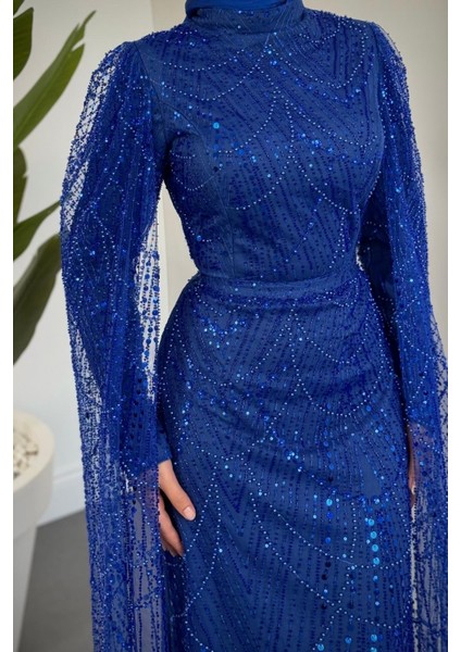 Eloria Pelerinli Boncuk Işlemeli Abiye Sax modelleri