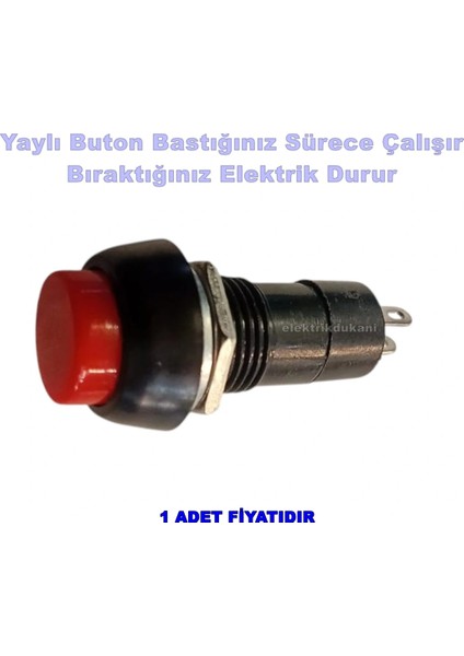 Plastik Kırmızı Yuvarlak Yaylı Buton Anahtar 12MM