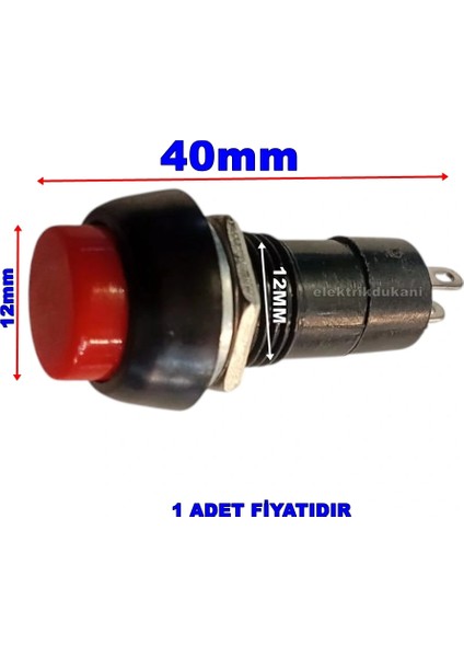 Plastik Kırmızı Yuvarlak Yaylı Buton Anahtar 12MM fiyatları