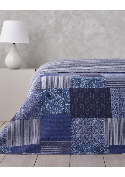 Bleublanc Patch Tek Kişilik Çok Amaçlı Örtü 160X220 cm Mavi modelleri