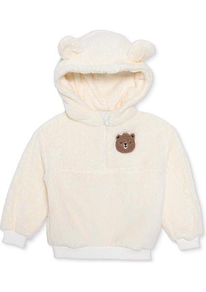 Erkek Bebek Hello Cute Bear Kapüşonlu Sweatshirt Peluş Uzun Kol