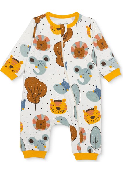 Erkek Bebek Patiksiz Tulum Interlok Bisiklet Yaka Uzun Kol