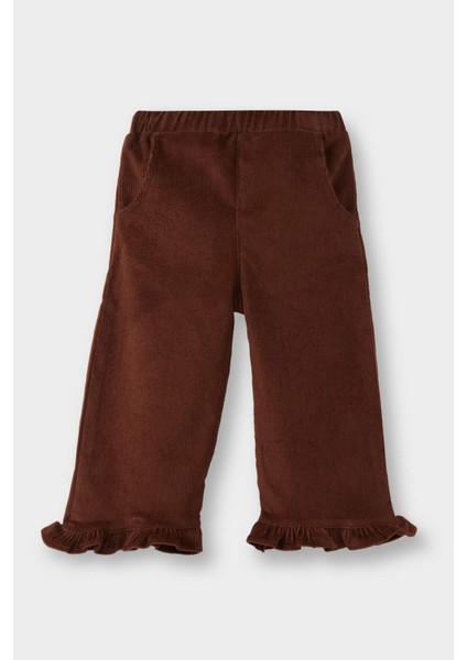 Kız Bebek Beli Lastikli Wide Leg Düz Paça Kadife PANTOLON G1665A525WN