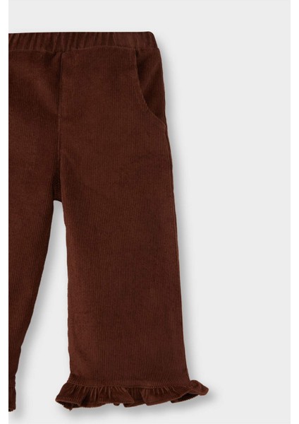 Kız Bebek Beli Lastikli Wide Leg Düz Paça Kadife PANTOLON G1665A525WN fiyatları