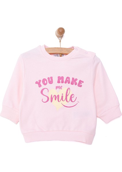 Basic Az Şardonlu Aslan Desenli Sweatshirt Kız Bebek