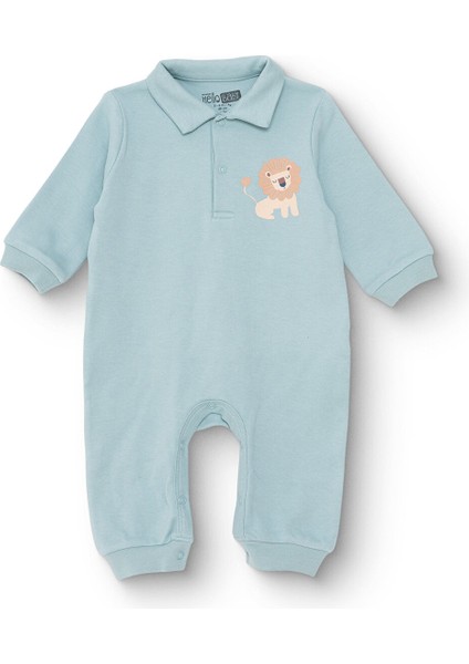 Erkek Bebek Patiksiz Tulum Interlok Gömlek Yaka Uzun Kol Ribanalı Paça