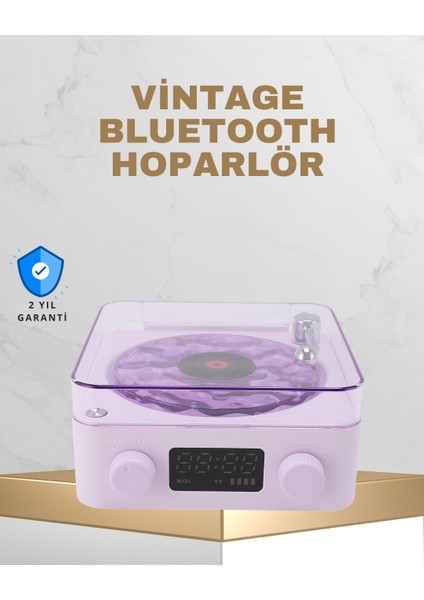 Retro Pikap Tasarımlı Bluetooth Hoparlör - Projektörlü Şarjlı Lamba