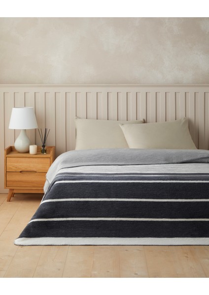 Modern Line Pamuk Akrilik Çift Kişilik Battaniye 200X220 cm Gri