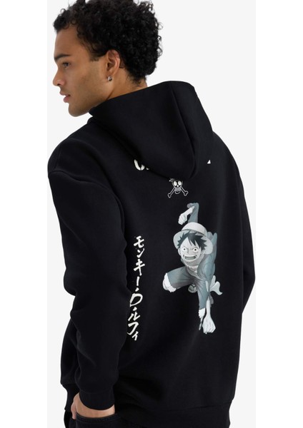 One Piece Boxy Fit Kapüşonlu Sırt Baskılı Sweatshirt E9321AX25AU