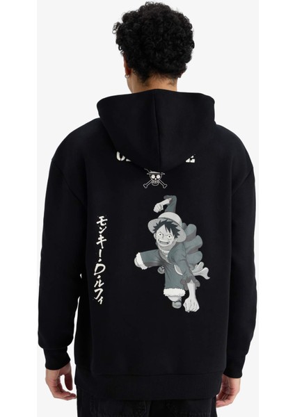 One Piece Boxy Fit Kapüşonlu Sırt Baskılı Sweatshirt E9321AX25AU