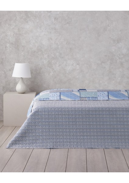 Patch Mosaic Çift Kişilik Çok Amaçlı Örtü 200X220 cm Mavi fiyatları