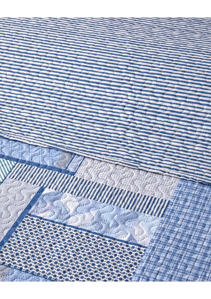 Patch Mosaic Çift Kişilik Çok Amaçlı Örtü 200X220 cm Mavi fırsatları