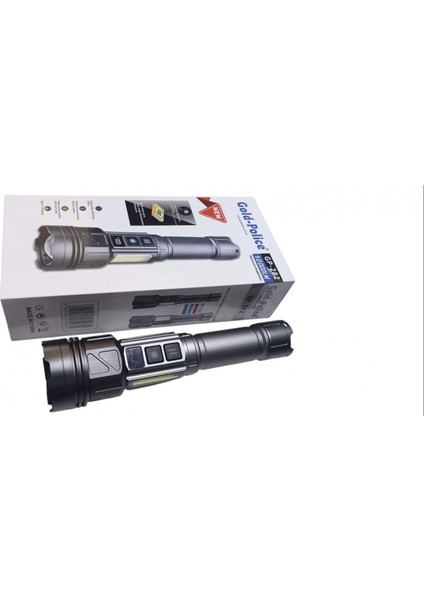 Gold-Police GP-282 Uzun Menzilli Güçlü Şarjlı 10000 Lümen El Feneri 11 Mod Çakar Işıklı Kırmızı-Mavi-Yeşil LED fiyatları