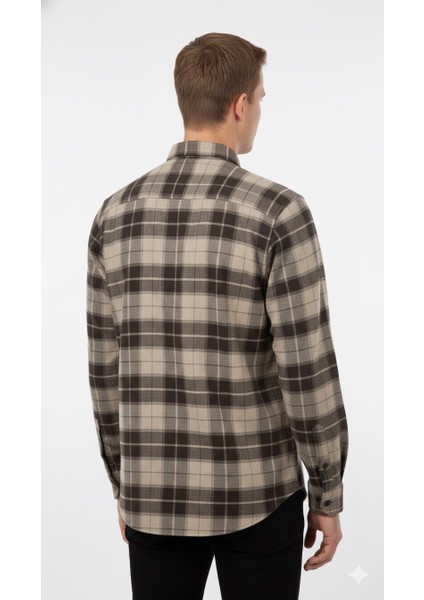 Erkek Klasik Ekose Flamel Gömlek 8020 modelleri