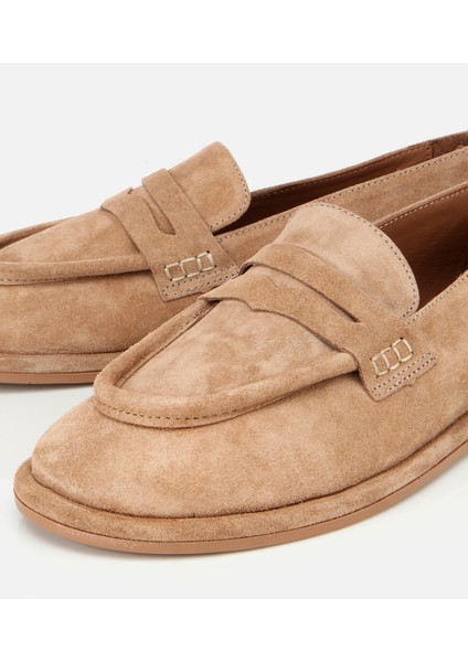 01AYH313280A300 KADIN Deri Bej Yumuşak Dokulu Günlük Loafer modelleri