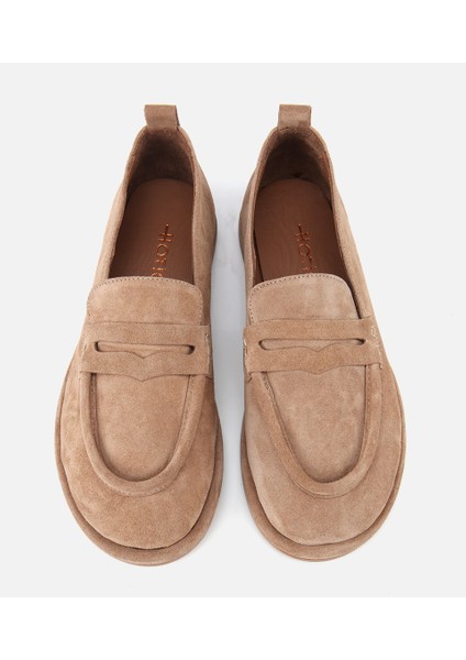 01AYH313280A300 KADIN Deri Bej Yumuşak Dokulu Günlük Loafer