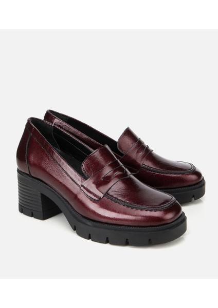 01AYH314470A780 KADIN Rugan Deri Bordo Topuklu Klasik Loafer fiyatları