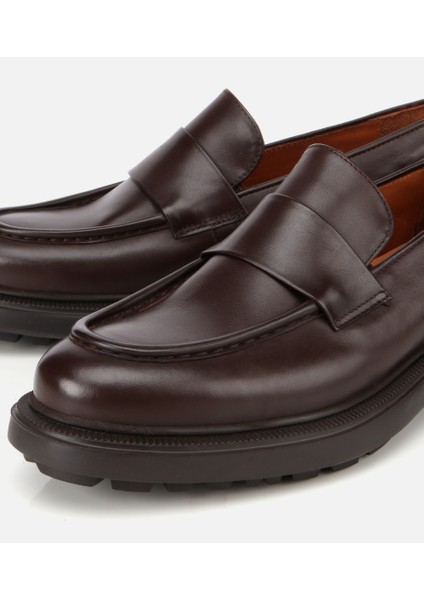 02AYH311880A480 ERKEK Deri Kahverengi Yumuşak Dokulu Klasik Loafer modelleri