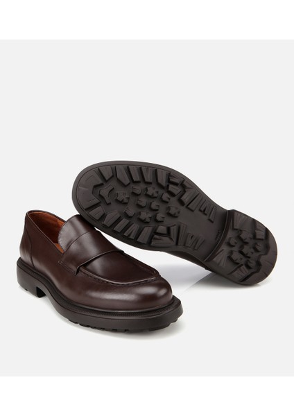 02AYH311880A480 ERKEK Deri Kahverengi Yumuşak Dokulu Klasik Loafer