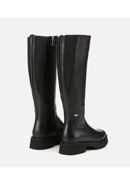 01CIH313340A100 KADIN Deri Siyah Lastik Detaylı Binici Düz Çizme modelleri