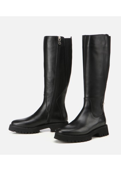 01CIH313340A100 KADIN Deri Siyah Lastik Detaylı Binici Düz Çizme fırsatları