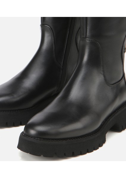 01CIH313340A100 KADIN Deri Siyah Lastik Detaylı Binici Düz Çizme indirimleri