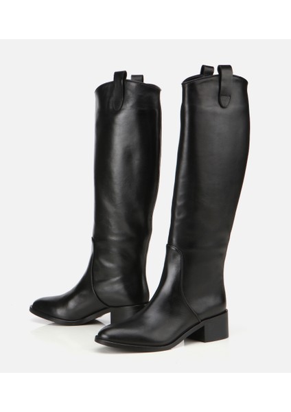 01CIH313360A100 KADIN Deri Siyah Binici Uzun Düz Çizme fırsatları