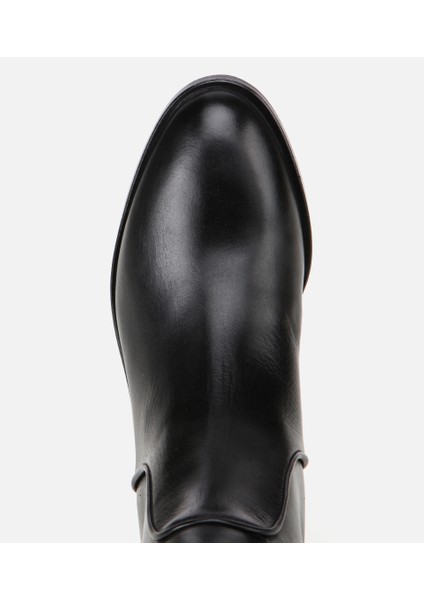 01CIH313360A100 KADIN Deri Siyah Binici Uzun Düz Çizme