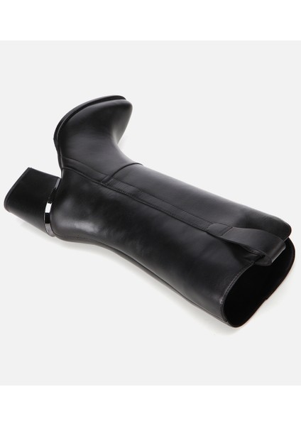 01CIH313490A100 KADIN Deri Siyah Metal Detaylı Topuklu Çizme