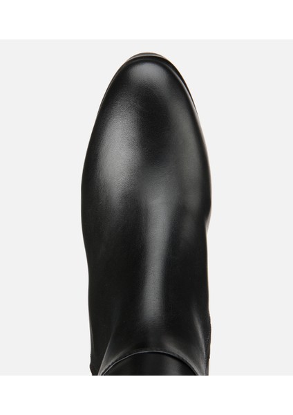 01CIH313350A100 KADIN Deri Siyah Tokalı Topuklu Çizme