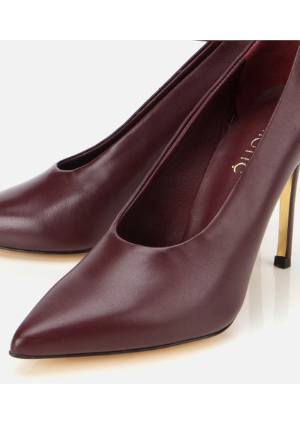 01AYH316600A788 KADIN Deri Bordo Bilekten Bağlamalı Gold Detaylı Yüksek Topuklu Stiletto modelleri