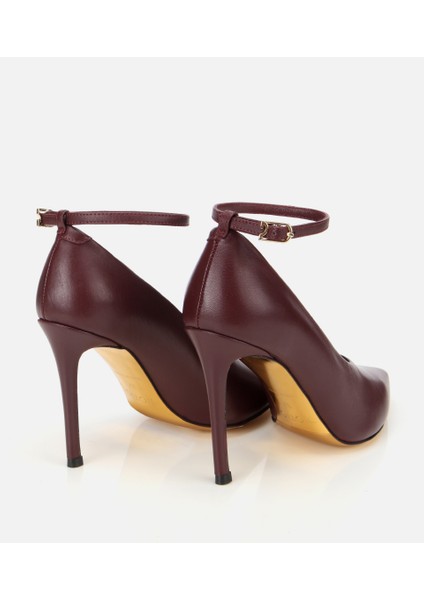 01AYH316600A788 KADIN Deri Bordo Bilekten Bağlamalı Gold Detaylı Yüksek Topuklu Stiletto fırsatları